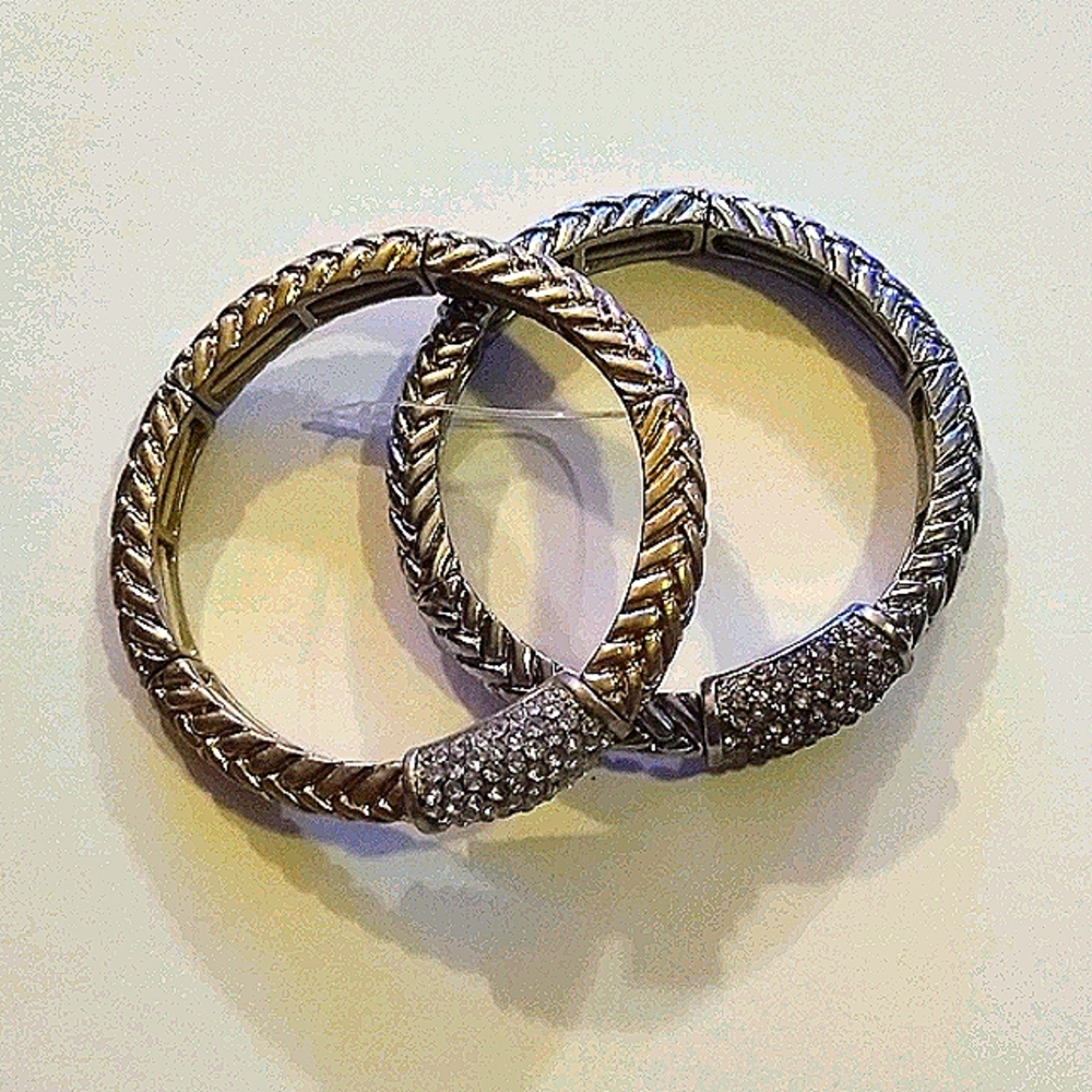 2 Braided w/ Rhinestone Bracelets - Picture 5 of 7